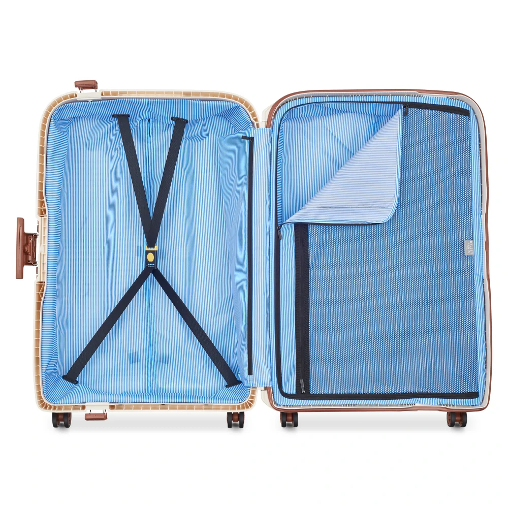 Cestovní kufr Delsey Moncey 76 cm 384482115MR - Angora bílý s hnědými doplňky